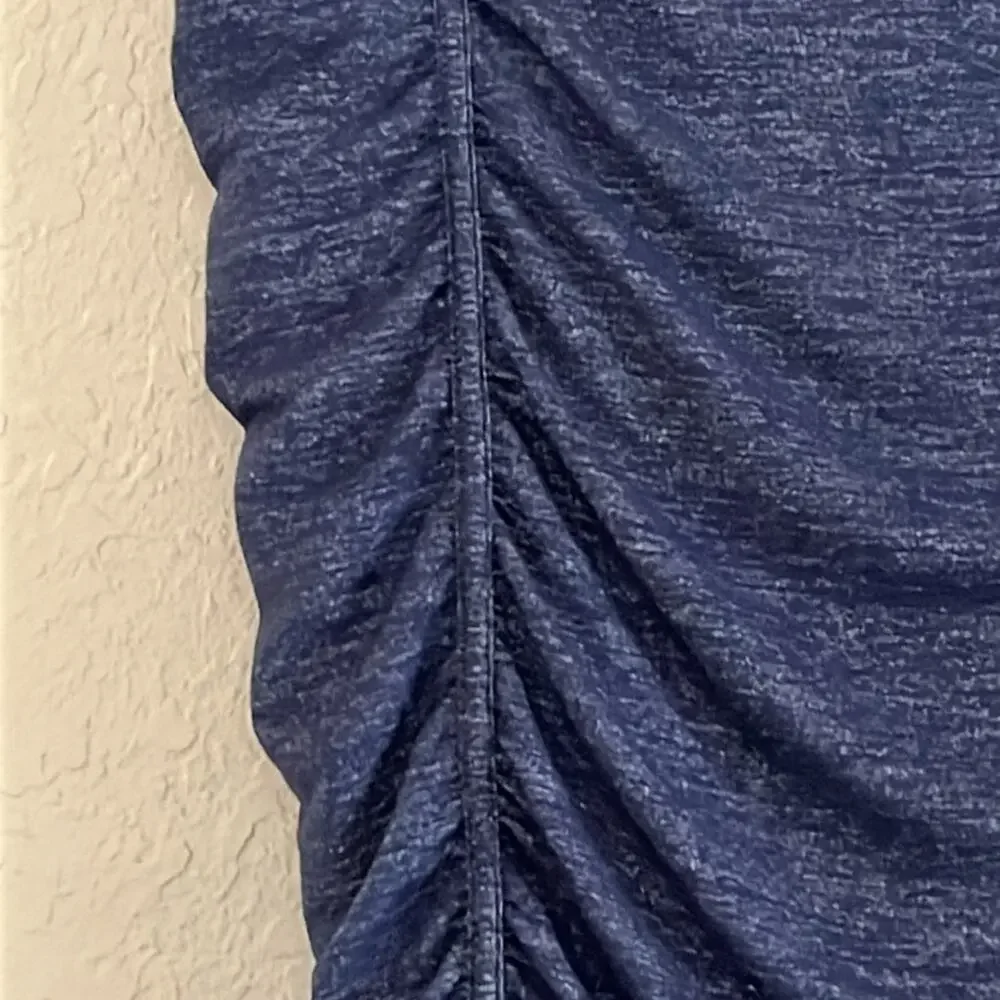 Athleta Twisted Ruched Skirt Womens Size S Blue Metallic Stretch Travel Casual